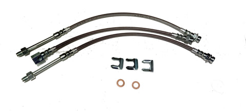 Disc Brake Hose Set, Stainless Braided Front Disc & Rear Drum with Silver Whip, 1973-74 AMC Javelin, Ambassador, 1975-76 Gremlin & Hornet , 1974 Matador