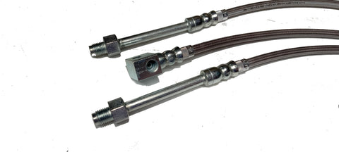 Disc Brake Hose Set, Stainless Braided Front Disc & Rear Drum with Silver Whip, 1973-74 AMC Javelin, Ambassador, 1975-76 Gremlin & Hornet , 1974 Matador