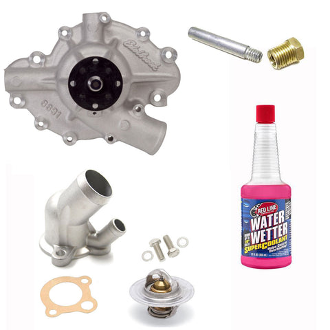 Cooling System, High Performance Kit with Short Aluminum Water Pump 4 7/16" From Block Surface to Hub, 1968-72 AMC V8 (3 Variations)