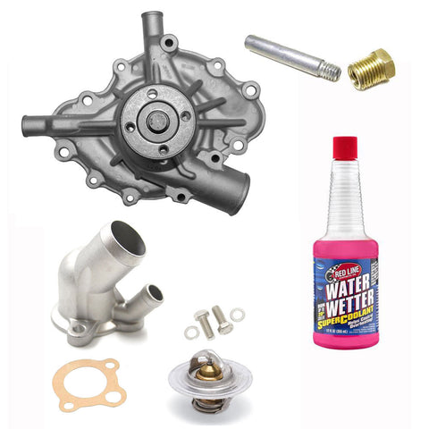 Cooling System, High Performance Kit with Long Aluminum Water Pump 4 7/16" From Block Surface to Hub, 1973-91 AMC V-8 (3 Variations)