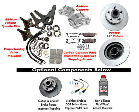 Front Disc Brake Conversion Kit, All-New Components w/Proportioning Valve & Ceramic Pads, 1958-88 AMC, Rambler (See Applications) Ships in approx. 2-3 weeks
