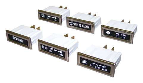 Dash Indicator Lights w/Chrome Bezels, Set of 6, 1976-86 Jeep CJ5, CJ7, CJ8