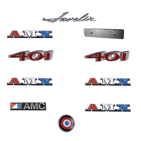 Emblem Kit, Complete Exterior, 1973 AMC Javelin AMX 401