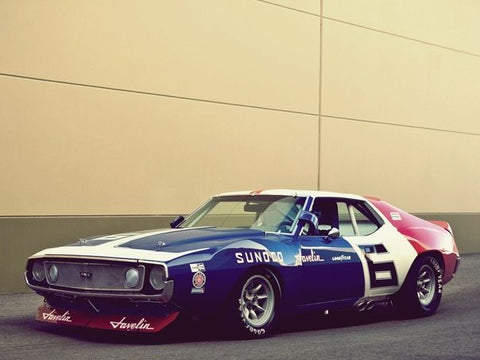 Minilite Style Wheel, 17x8"/17x9.5" Staggered Satin Aluminum, Set of 4 With Center Caps & Lug Nuts, 1968-74 AMC Javelin, Javelin AMX - Drop ships in approx. 1-4 weeks