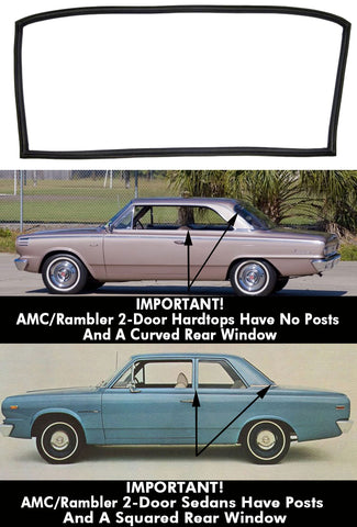 Windshield Seal With Trim Groove, 2-Door Hardtop & Convertible Only, 1964-66 Rambler Ambassador, 1964-66 Classic, 1965-66 Marlin - American Performance Products, Inc.