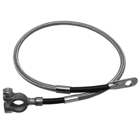 Clearance - Battery Cable, 21" Long Top Post Positive Braided Stainless,1966-91 AMC, Jeep V-8