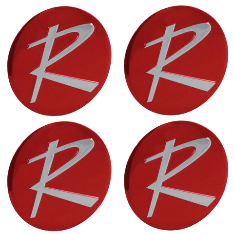 Wheel Center Cap Emblem Kit, Red "R", Typhoon & All w/2-Bar Spinner, 1964-66 Rambler (4 Required)