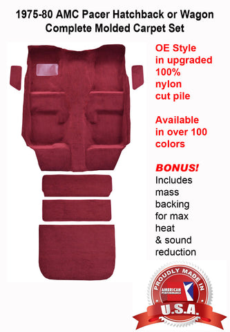 Carpet Set, OE Correct Molded w/Mass Backing Upgrade, 1975-80 AMC Pacer Hatchback or Wagon - Limited Lifetime Warranty (Choose Colors) - Drop ships in approx. 2-3 weeks