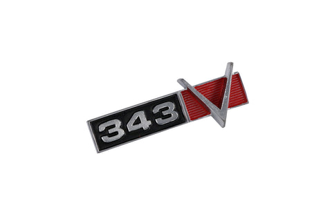 Fender Emblem, "343 V-8", Red & Black, 1968-69 AMC (2 Required)