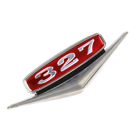 Fender Emblem, "327 V8", 3.25" x 1", Black, Red, & Silver, 1966 Rambler (2 Required) - American Performance Products, Inc.
