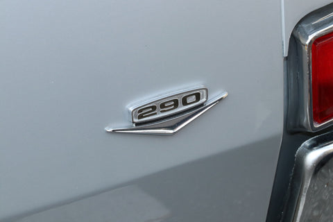 Fender Emblem, "290 V8", 3.25" x 1", Black & Chrome, 1968-69 AMC (2 Required)