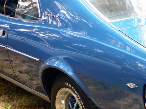 Fender, Hood, Quarter Panel Emblem, "Javelin" Script, 1968-74 AMC Javelin (Choose Size)