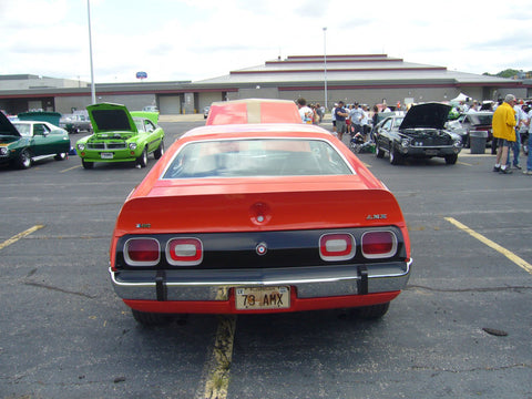 Quarter Panel, Grille, Rear Spoiler, & Door Panel Emblem, "AMX", Red, White, & Blue, 1971-74 AMC Javelin AMX (6 Required)