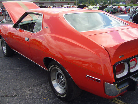 Quarter Panel, Grille, Rear Spoiler, & Door Panel Emblem, "AMX", Red, White, & Blue, 1971-74 AMC Javelin AMX (6 Required)