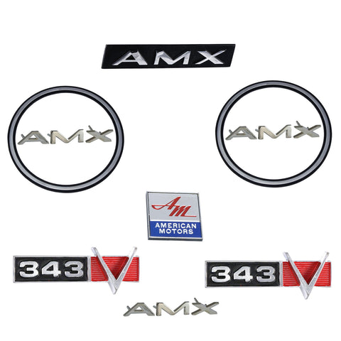Emblem Kit, Complete Exterior, 1968-69 AMC AMX 343 - AMC Lives