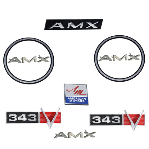 Emblem Kit, Complete Exterior, 1968-69 AMC AMX 343
