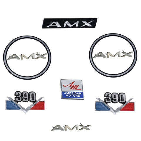 Emblem Kit, Complete Exterior, 1968-69 AMC AMX 390