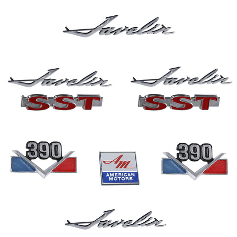 Emblem Kit, Complete Exterior, 1968 AMC Javelin SST 390 V-8