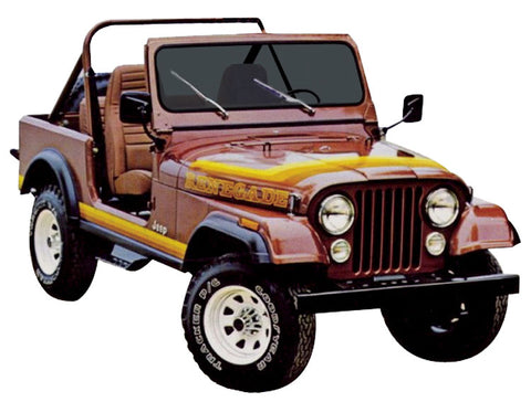 Decal and Stripe Kit, Factory Authorized Reproduction, 1981-82 AMC Jeep Renegade (3 Multi-Colors) - Drop ships in approx. 1-3 weeks