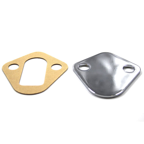 Fuel Pump Block-Off Plate, Chrome Steel, 1966-91 AMC V-8 Engines