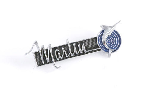 Fender Emblem, "Marlin" Script, 4"x1.5", Blue, Black, and Silver, 1965-67 Rambler Marlin (2 Required)