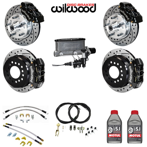 4-Wheel Disc Master Kit, Wilwood, 11" Drilled/Slotted Rotors, 4-Piston Front & Rear, 1967-1983 AMC (For Control Freak IFS Only) - Drop ships in approx. 2-3 months