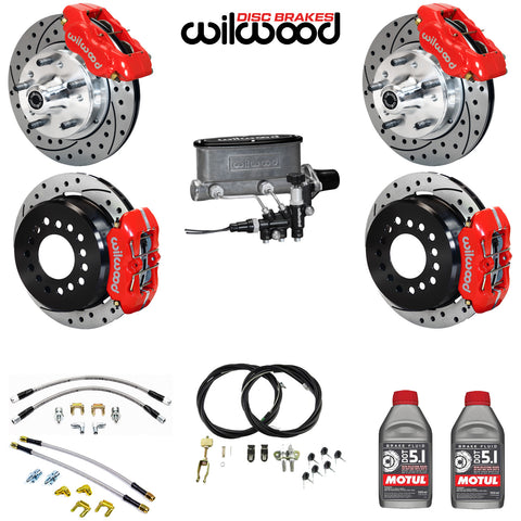 4-Wheel Disc Master Kit, Wilwood, 11" Drilled/Slotted Rotors, 4-Piston Front & Rear, 1967-1983 AMC (For Control Freak IFS Only) - Drop ships in approx. 2-3 months