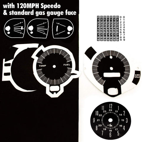 Master Dash Decal Kit, 1969 AMC AMX, Javelin w/120 Speedometer & Standard Gas Gauge Face