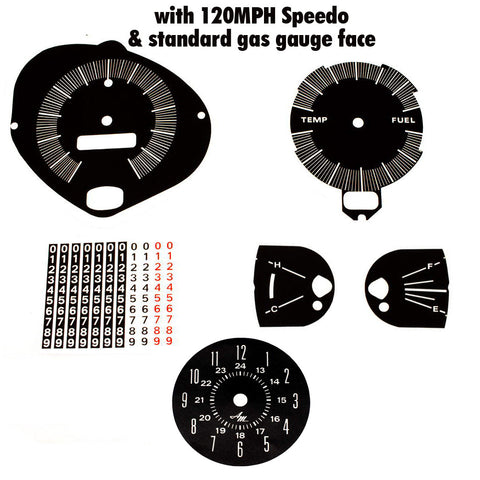 Master Dash Decal Kit, 1970 AMC AMX, Javelin w/120 Speedometer & Standard Gas Gauge Face