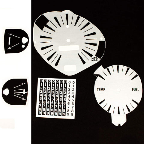 Master Dash Decal Kit, 1971-73 AMC Matador w/120 MPH Speedo & Low Fuel Warning Option