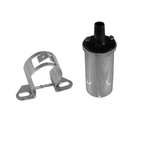 Ignition Coil Kit w/Chrome Bracket, 45,000 Volt, 1958-91 AMC, Jeep