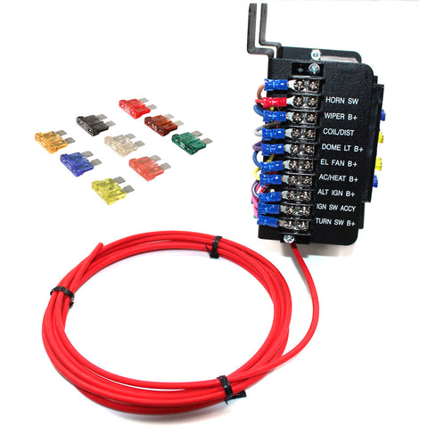 Fuse Panel, Custom 16-Circuit Upgraded with ATO Blade Fuses, 1964-91 AMC, Eagle, Jeep, Rambler