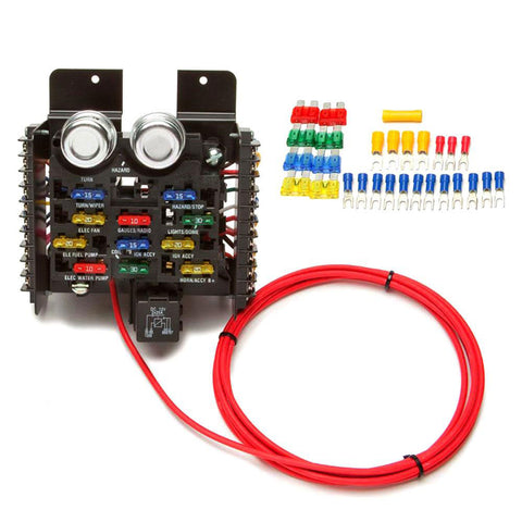 Fuse Panel, Custom 16-Circuit Upgraded with ATO Blade Fuses, 1964-91 AMC, Eagle, Jeep, Rambler