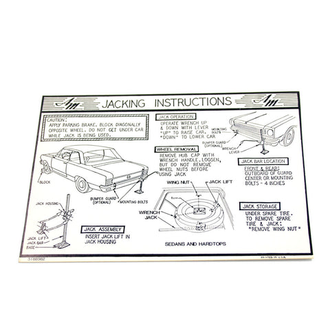 Jack Instructions Decal, 1967-68 Rambler American