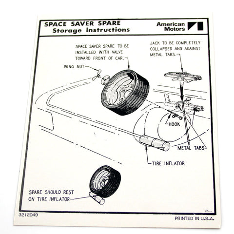 Spare Tire Decal, Space Saver, 1971-72 AMC Hornet