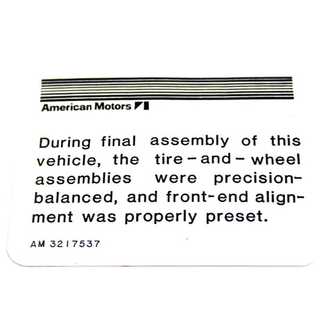 Alignment Decal, 1964-76 AMC, Rambler