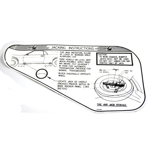 Jack Instructions Decal, Full Size Tire, 3191228, 1968-69 AMC AMX, Javelin