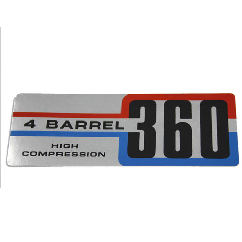 Air Cleaner Decal, 360 4V High Compression, 1971 AMC, Jeep