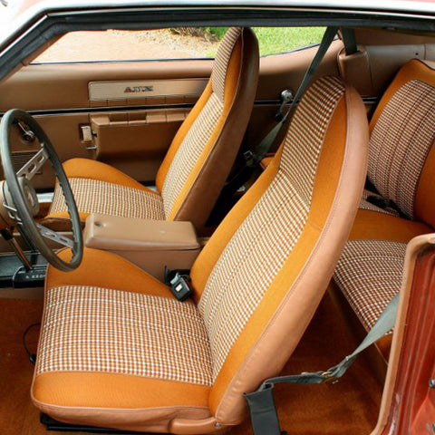 Seat Cover Set, Bucket, Domino Cloth, 1974 AMC Javelin, Javelin AMX (4 Colors) - Drop ships in approx. 4 months