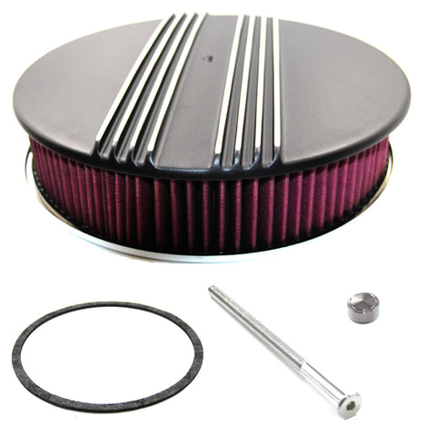 Air Cleaner Kit, Black Finned Aluminum, 1966-91 AMC, Jeep