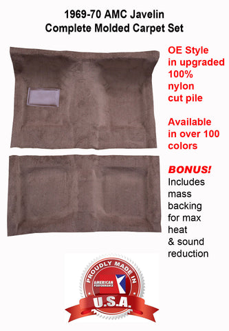 Carpet Set, OE Correct Molded w/Mass Backing Upgrade, 1969-70 AMC Javelin - Limited Lifetime Warranty (Choose Colors) - Drop ships in approx. 2-3 weeks