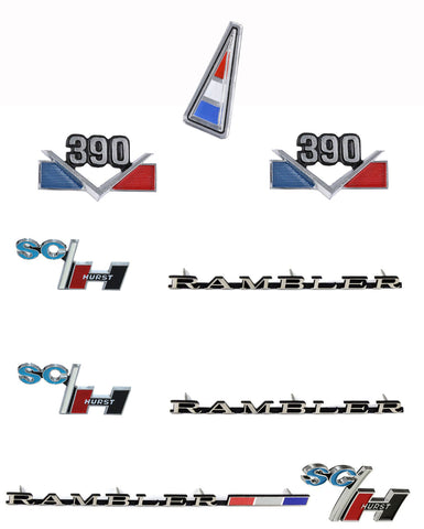 Emblem Kit, Complete Exterior, 1969 AMC Hurst SC Rambler Scrambler