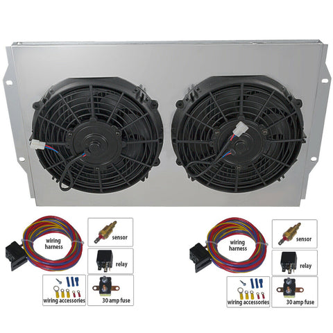 Cooling Fan Master Kit, Dual Electric, For OE style Brass Copper & OE style Aluminum V8 Radiators, 1958-78 AMC, Rambler (Except Concord, Eagle, Gremlin, Hornet, Spirit, & Pacer) - Drop ships in approx. 1-3 weeks