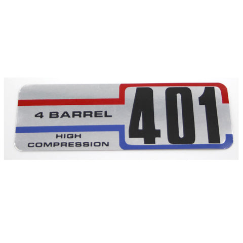 Air Cleaner Decal, 401 4-Barrel High Compression, 1971 AMC, Jeep