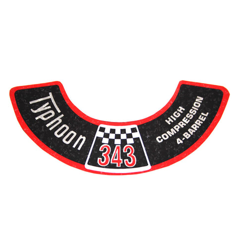 Air Cleaner Decal, 343 4-Barrel High Compression, 1967-69 AMC, Jeep