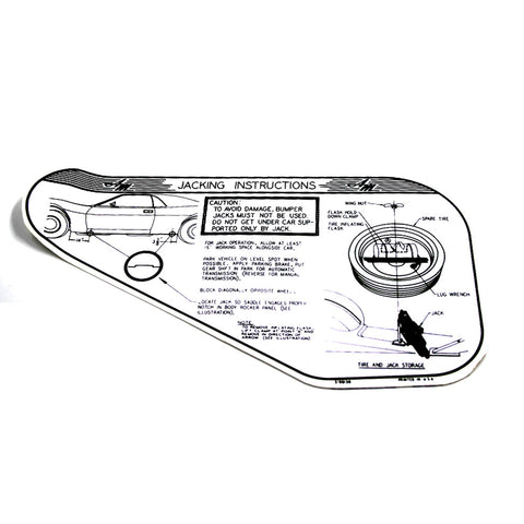 Jack Instructions Decal, Space Saver Tire, 1970 AMC AMX, Javelin