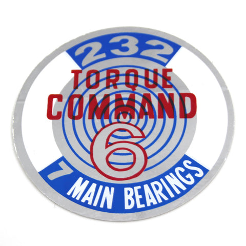 Valve Cover Decal, 232 Torque Command, 1965-66 AMC - AMC Lives