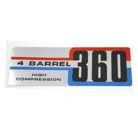 Air Cleaner Decal, 360 4-Barrel High Compression, 1971 AMC, Jeep
