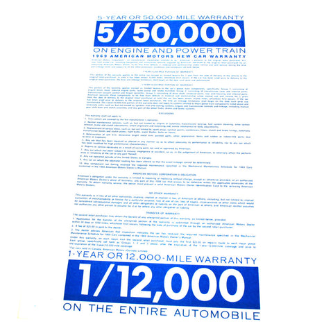 New Car Window Sticker, 1969 AMC