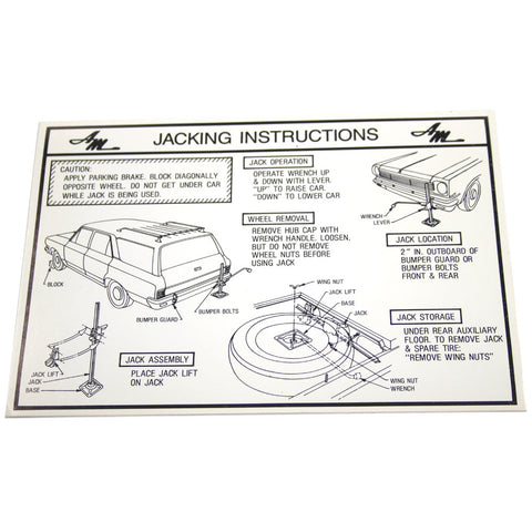 Jack Instructions Decal, 1966-67 Rambler American